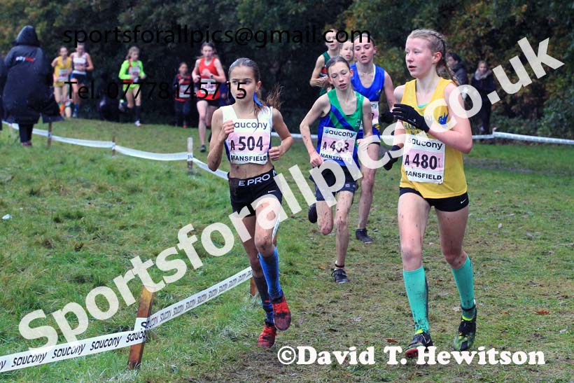 Girls Under-13s 2023 National Cross Country Relays, Berry Hill Park, Mansfield.  Photo: David T. Hewitson/Sports for All Pics